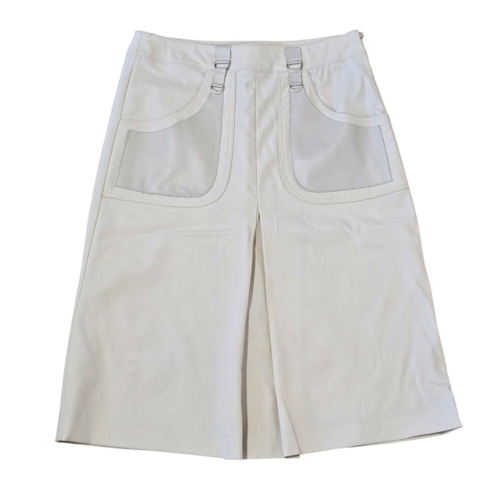 Cynthia Steffe Ivory A-Line Utility Skirt Box Pleat Buckle Pockets Size 2